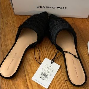 Who What Wear Size 10 Black Fringe Flats NWT
